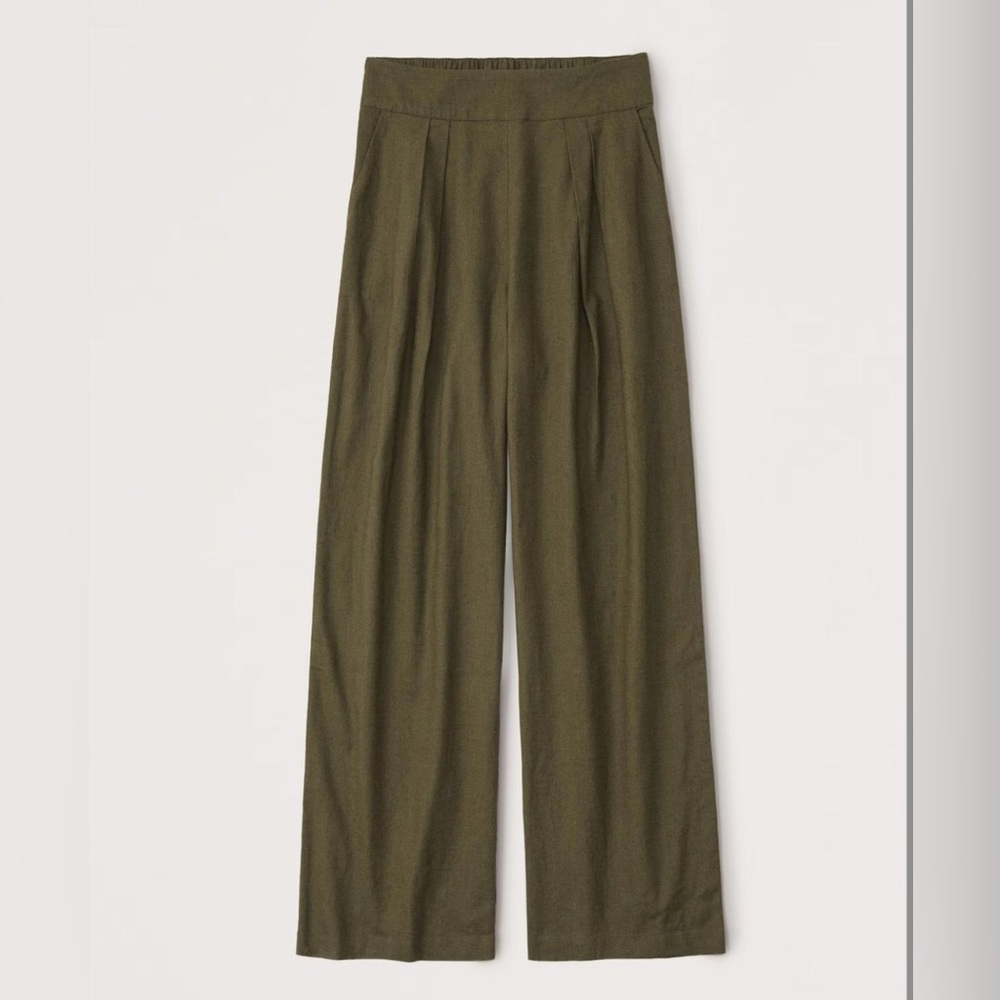 Abercrombie & Fitch Wide Leg Pants - Olive Green